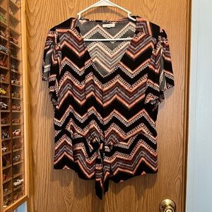 Maurices Black and Pink Chevron Blouse